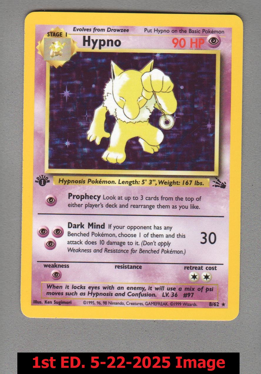 Hypno - 8/62 - Holo Rare - 1st Edition